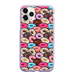 Чехол iPhone 11 Pro матовый Sweet donuts, цвет: 3D-светло-сиреневый