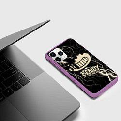 Чехол iPhone 11 Pro матовый Bendy and the Ink Machine МОЛНИЯ, цвет: 3D-фиолетовый — фото 2