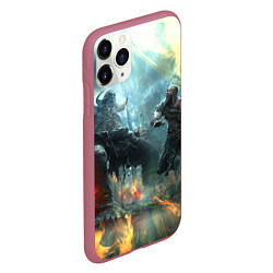 Чехол iPhone 11 Pro матовый God of War Fighting, цвет: 3D-малиновый — фото 2