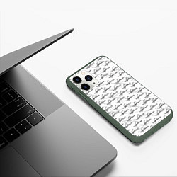 Чехол iPhone 11 Pro матовый Syberia Logo Pattern, цвет: 3D-темно-зеленый — фото 2