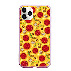 Чехол iPhone 11 Pro матовый Pizza salami, цвет: 3D-розовый