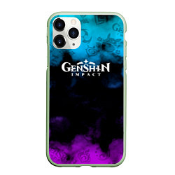 Чехол iPhone 11 Pro матовый Genshin Impact Облака, цвет: 3D-салатовый