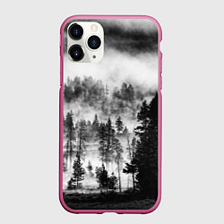 Чехол iPhone 11 Pro матовый ТУМАННЫЙ ЛЕС - ТЕМНЫЙ ЛЕС, цвет: 3D-малиновый