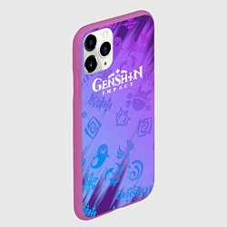 Чехол iPhone 11 Pro матовый Стихии Геншин Импакт, цвет: 3D-фиолетовый — фото 2