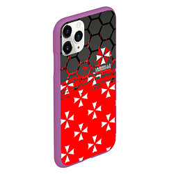 Чехол iPhone 11 Pro матовый Umbrella Corporation - Соты, цвет: 3D-фиолетовый — фото 2