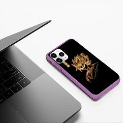 Чехол iPhone 11 Pro матовый Гоку неоновый Dragon Ball, цвет: 3D-фиолетовый — фото 2