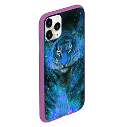 Чехол iPhone 11 Pro матовый Водяной голубой Тигр, цвет: 3D-фиолетовый — фото 2