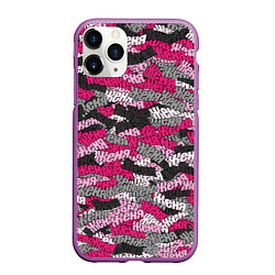 Чехол iPhone 11 Pro матовый Розовый именной камуфляж Женя, цвет: 3D-фиолетовый