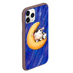 Чехол iPhone 11 Pro матовый Спящий бычок на луне, цвет: 3D-коричневый — фото 2