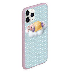 Чехол iPhone 11 Pro матовый Спящий кролик, цвет: 3D-розовый — фото 2