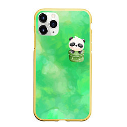 Чехол iPhone 11 Pro матовый Милая панда в кармане, цвет: 3D-желтый