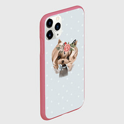 Чехол iPhone 11 Pro матовый Йоркширский терьер пастель, цвет: 3D-малиновый — фото 2