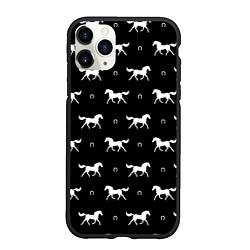 Чехол iPhone 11 Pro матовый КОНИ, ЛОШАДИ, цвет: 3D-черный