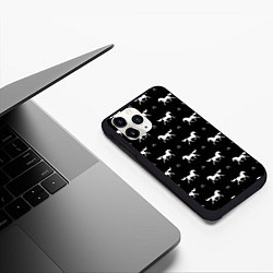 Чехол iPhone 11 Pro матовый КОНИ, ЛОШАДИ, цвет: 3D-черный — фото 2