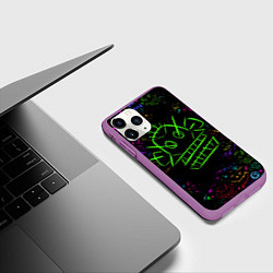 Чехол iPhone 11 Pro матовый League Of Legends неон - Arcane, цвет: 3D-фиолетовый — фото 2