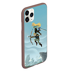 Чехол iPhone 11 Pro матовый Зельда и Линк, цвет: 3D-коричневый — фото 2