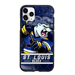 Чехол iPhone 11 Pro матовый Сент-Луис Блюз, St Louis Blues Маскот, цвет: 3D-черный