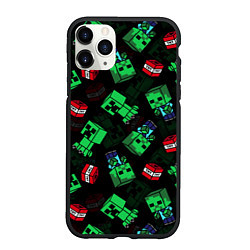 Чехол iPhone 11 Pro матовый Майнкрафт Minecraft, цвет: 3D-черный