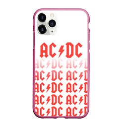 Чехол iPhone 11 Pro матовый Acdc Паттерн, цвет: 3D-малиновый