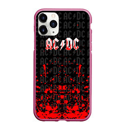 Чехол iPhone 11 Pro матовый Acdc Паттерн, цвет: 3D-малиновый