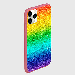 Чехол iPhone 11 Pro матовый Блестки радуга, цвет: 3D-малиновый — фото 2