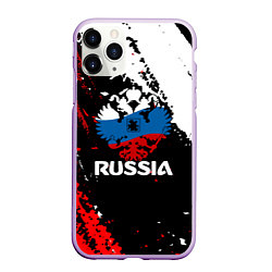 Чехол iPhone 11 Pro матовый Russia Герб в цвет Флага, цвет: 3D-сиреневый