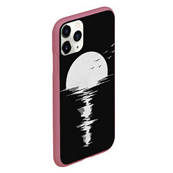 Чехол iPhone 11 Pro матовый Лунная Музыкальная Дорожка, цвет: 3D-малиновый — фото 2