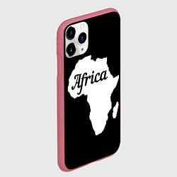 Чехол iPhone 11 Pro матовый Африка на чёрном, цвет: 3D-малиновый — фото 2
