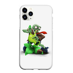 Чехол iPhone 11 Pro матовый Plants vs Zombies горохострел против зомби, цвет: 3D-белый