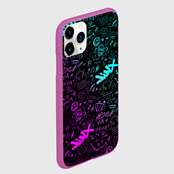 Чехол iPhone 11 Pro матовый League Of Legends - Arcane неон логотипы, цвет: 3D-фиолетовый — фото 2