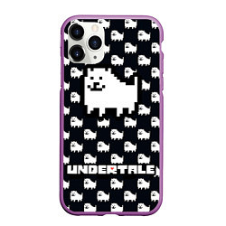 Чехол iPhone 11 Pro матовый UNDERTALE DOG AND LOGO УНДЕРТАЛЕ, цвет: 3D-фиолетовый