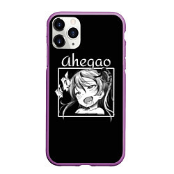 Чехол iPhone 11 Pro матовый АХЕГАО AHEGAO аниме, цвет: 3D-фиолетовый