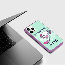 Чехол iPhone 11 Pro матовый Я люблю тебя очень сильно, цвет: 3D-фиолетовый — фото 2