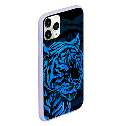 Чехол iPhone 11 Pro матовый Голубой тигр Blue, цвет: 3D-светло-сиреневый — фото 2