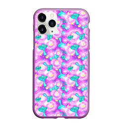 Чехол iPhone 11 Pro матовый Волшебные Грибы - психоделика, цвет: 3D-фиолетовый