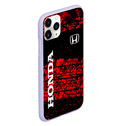 Чехол iPhone 11 Pro матовый Honda Следы от шин, цвет: 3D-светло-сиреневый — фото 2