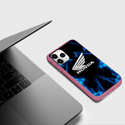 Чехол iPhone 11 Pro матовый Honda Fire, цвет: 3D-малиновый — фото 2