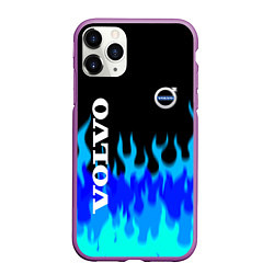 Чехол iPhone 11 Pro матовый Volvo размытый огонь