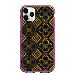 Чехол iPhone 11 Pro матовый Versace classic pattern, цвет: 3D-фиолетовый