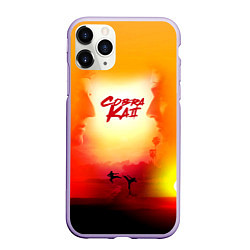 Чехол iPhone 11 Pro матовый Кобра Кай Закат Градиент Cobra Kai Sun