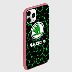 Чехол iPhone 11 Pro матовый Skoda трещины, цвет: 3D-малиновый — фото 2