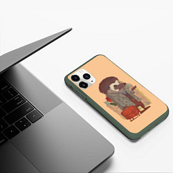 Чехол iPhone 11 Pro матовый Городской ёж, цвет: 3D-темно-зеленый — фото 2