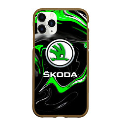 Чехол iPhone 11 Pro матовый Skoda: Auto Logo, цвет: 3D-коричневый
