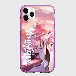 Чехол iPhone 11 Pro матовый Яэ Мико - Гудзи Яэ, цвет: 3D-фиолетовый