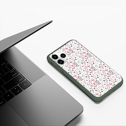Чехол iPhone 11 Pro матовый Valentines Pattern, цвет: 3D-темно-зеленый — фото 2
