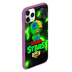 Чехол iPhone 11 Pro матовый ЛЕОН - БРАВО СТАРС Brawl Stars, цвет: 3D-фиолетовый — фото 2