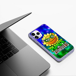 Чехол iPhone 11 Pro матовый Plants vs Zombies подсолнух, цвет: 3D-светло-сиреневый — фото 2