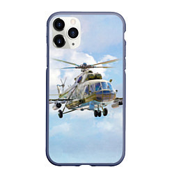 Чехол iPhone 11 Pro матовый Многоцелевой вертолёт МИ-8, цвет: 3D-серый