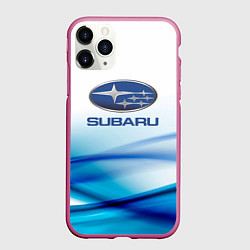 Чехол iPhone 11 Pro матовый Subaru Спорт текстура, цвет: 3D-малиновый