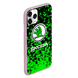 Чехол iPhone 11 Pro матовый Skoda - Пиксели, цвет: 3D-розовый — фото 2